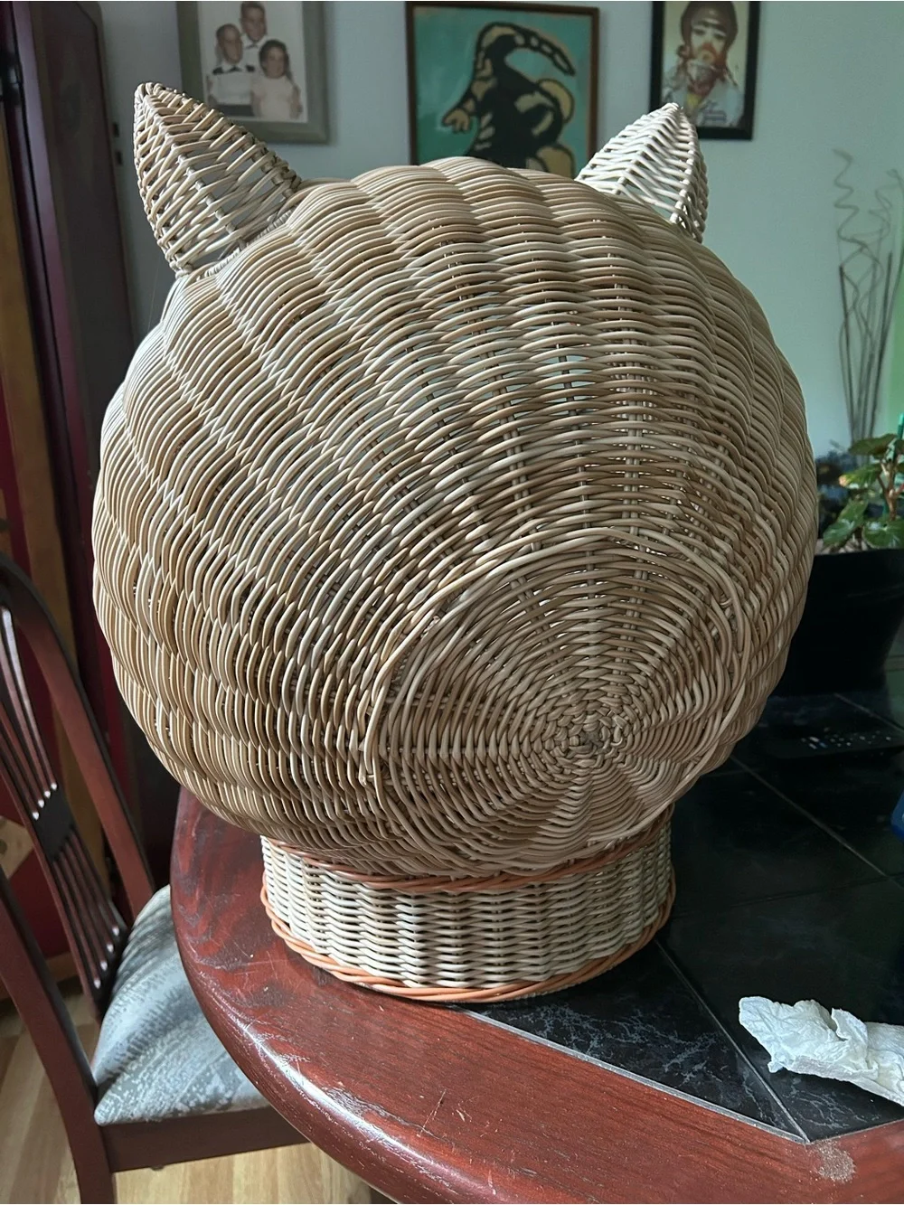 Woven Cat Ear Cave - Tan/Orange